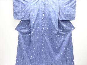 縞に絣柄織り出し手織り紬着物